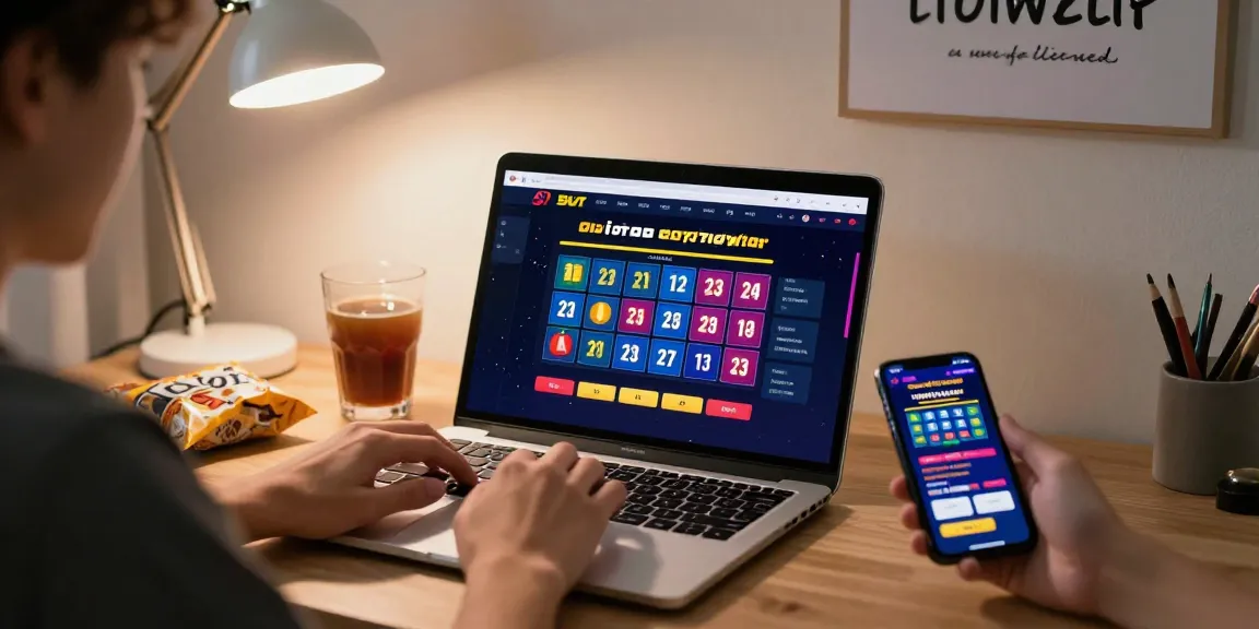 Pengguna aktif berjudi di toto togel dengan laptop dan smartphone di meja modern