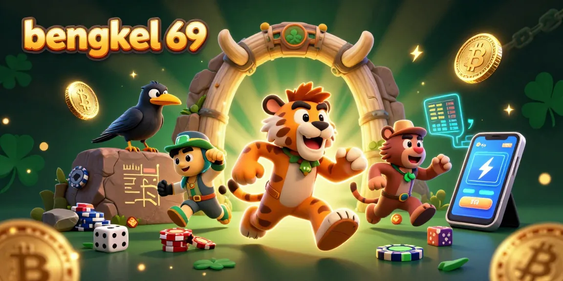 Bengkel 69 showcases an exciting prehistoric casino scene filled with vibrant gaming elements.