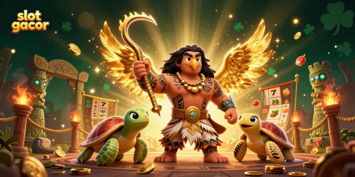 Catching big wins with slot gacor gaming, featuring playful characters and dynamic casino elements.