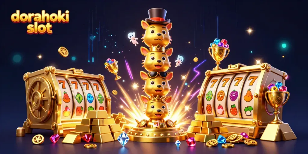 Genggam kemenangan bermain dorahoki slot dengan simbol slot berkilau dan harta karun berlimpah.