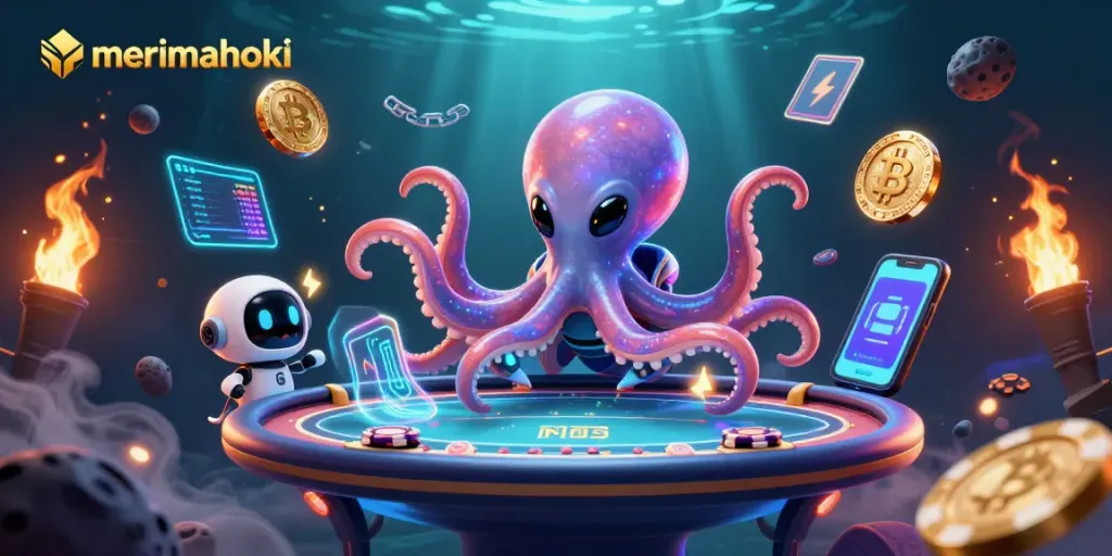 Menangkap strategi kemenangan dengan merimahoki dalam ilustrasi kasino digital yang kaya detail.