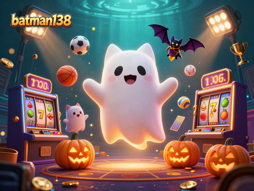Batman138 winning strategies highlighted in a vibrant ghost cat casino scene with dynamic elements.
