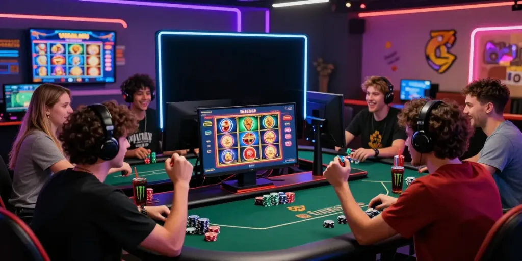Engaged players celebrating a winning game on the slot gacor platform at VIRAL88.