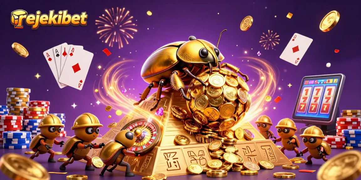 Experience the thrilling wins at rejekibet with golden coins cascading around vibrant gaming elements.
