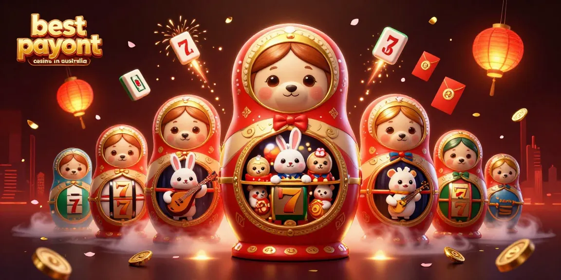 Experience the vibrant scene of the best payout casino in Australia with animated characters and casino elements.