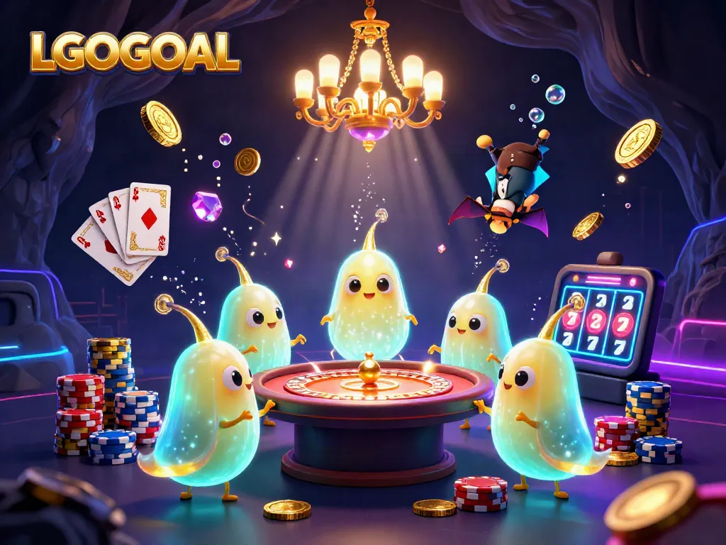 Experience the excitement of LGOGOAL with glowing casino games and vibrant animations.