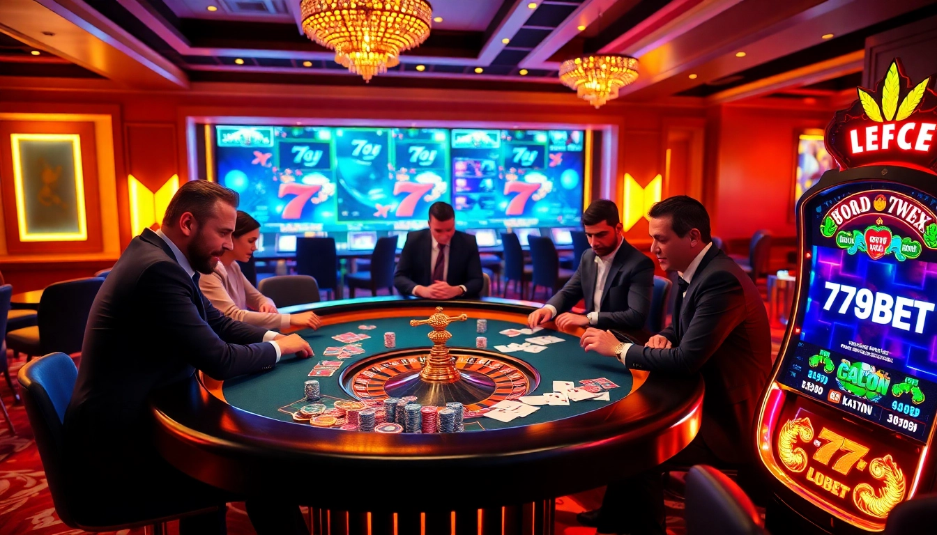 Experience the excitement of 789BET while playing vibrant casino games at a luxurious poker table.