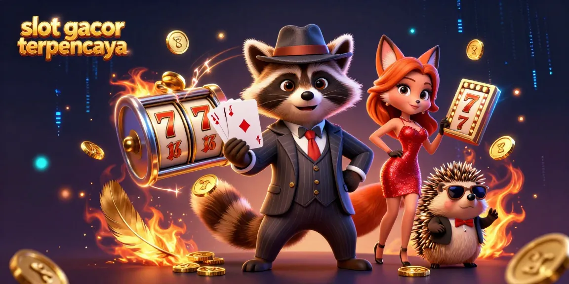 Gambarkan kemenangan di slot gacor terpercaya dalam ilustrasi kasino yang penuh warna dan detail.